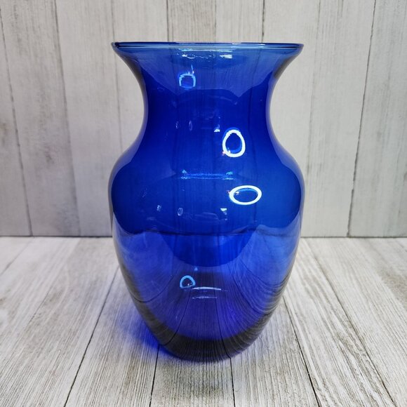 Vintage Indiana Glass Cobalt Blue Vase Optic Pattern 8'' Tall Decorative - Picture 1 of 8